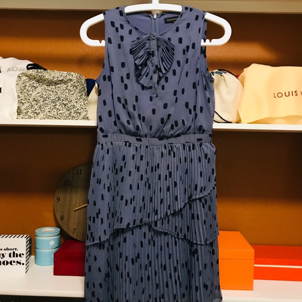 Polka dot blue and black dress